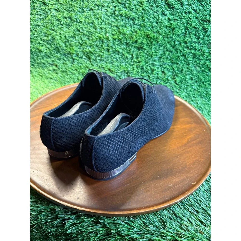 Louis Vuitton Black Damier Infini Suede Derby Dress Shoes LV Logo Heel Italy